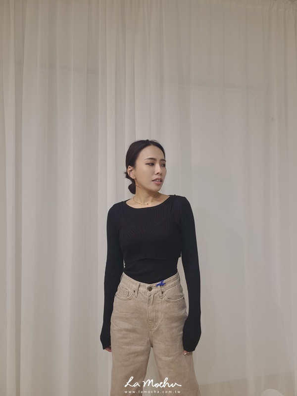 後綁帶坑條上衣兩件組